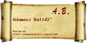 Adamecz Balló névjegykártya